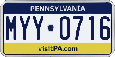 PA license plate MYY0716