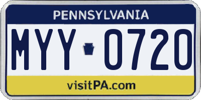 PA license plate MYY0720