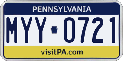 PA license plate MYY0721