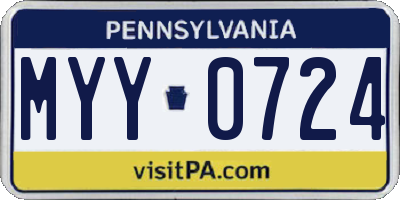 PA license plate MYY0724