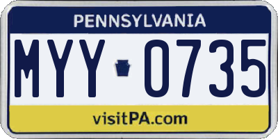 PA license plate MYY0735