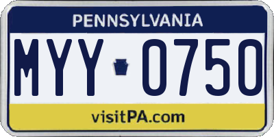 PA license plate MYY0750