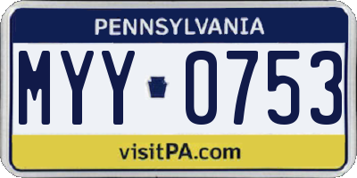 PA license plate MYY0753