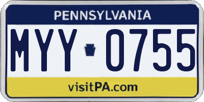 PA license plate MYY0755