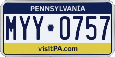PA license plate MYY0757