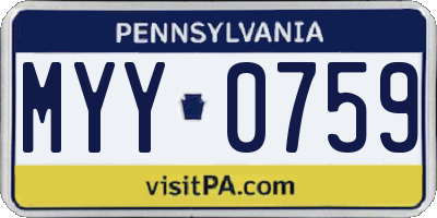 PA license plate MYY0759