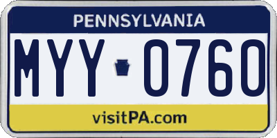 PA license plate MYY0760