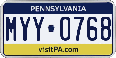 PA license plate MYY0768