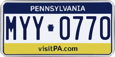 PA license plate MYY0770