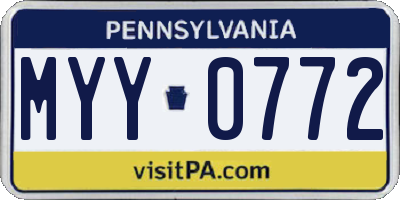 PA license plate MYY0772