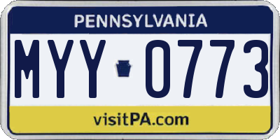PA license plate MYY0773