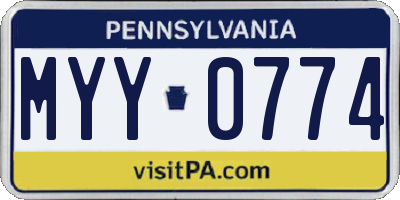PA license plate MYY0774