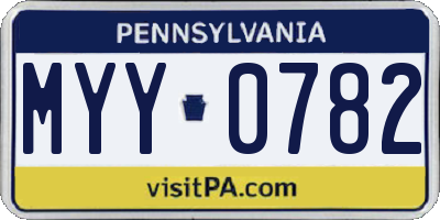 PA license plate MYY0782