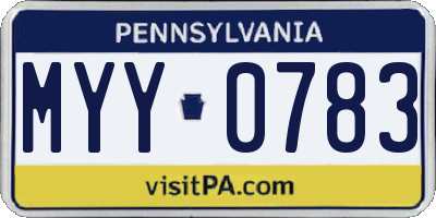 PA license plate MYY0783