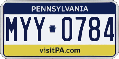 PA license plate MYY0784