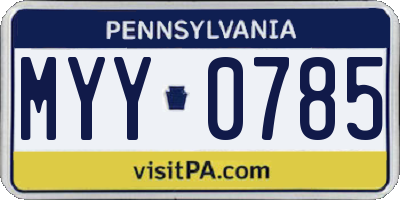 PA license plate MYY0785