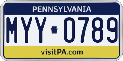PA license plate MYY0789