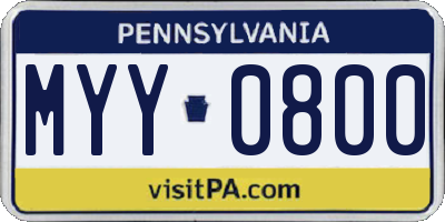 PA license plate MYY0800