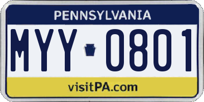 PA license plate MYY0801