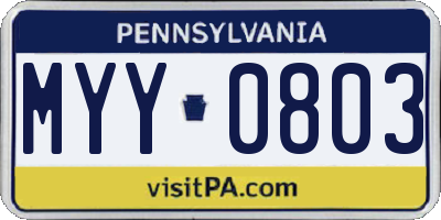 PA license plate MYY0803