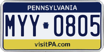 PA license plate MYY0805