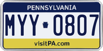 PA license plate MYY0807