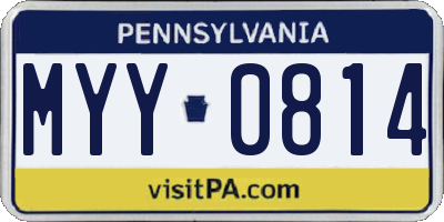 PA license plate MYY0814