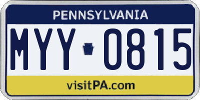 PA license plate MYY0815