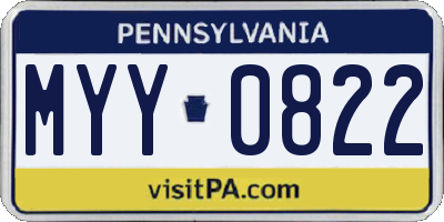 PA license plate MYY0822
