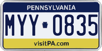 PA license plate MYY0835
