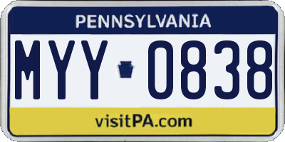 PA license plate MYY0838