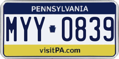 PA license plate MYY0839