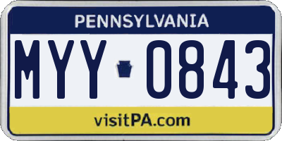 PA license plate MYY0843