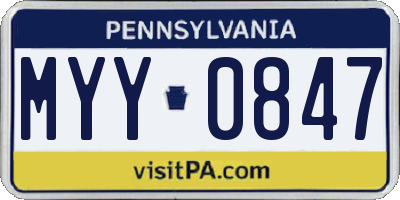 PA license plate MYY0847