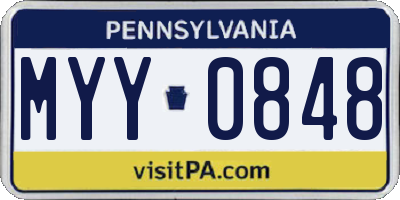 PA license plate MYY0848