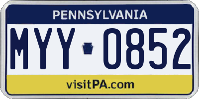 PA license plate MYY0852