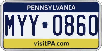 PA license plate MYY0860