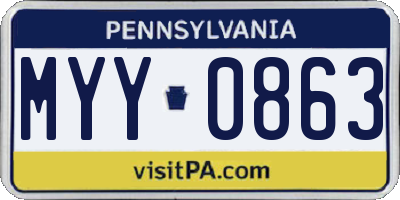 PA license plate MYY0863