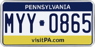 PA license plate MYY0865