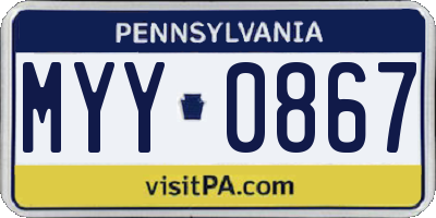 PA license plate MYY0867