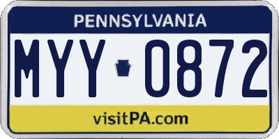 PA license plate MYY0872