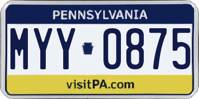 PA license plate MYY0875