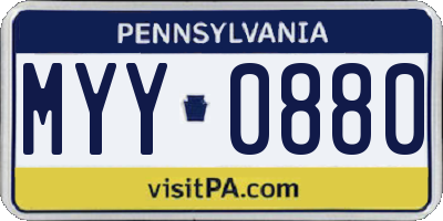 PA license plate MYY0880
