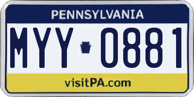 PA license plate MYY0881