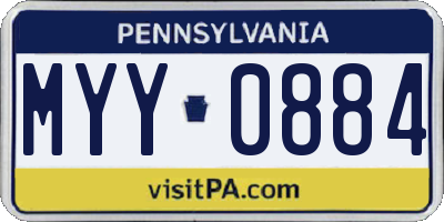 PA license plate MYY0884