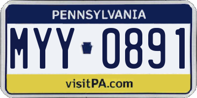 PA license plate MYY0891