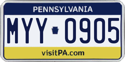PA license plate MYY0905