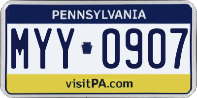PA license plate MYY0907