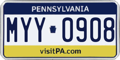 PA license plate MYY0908