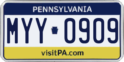 PA license plate MYY0909